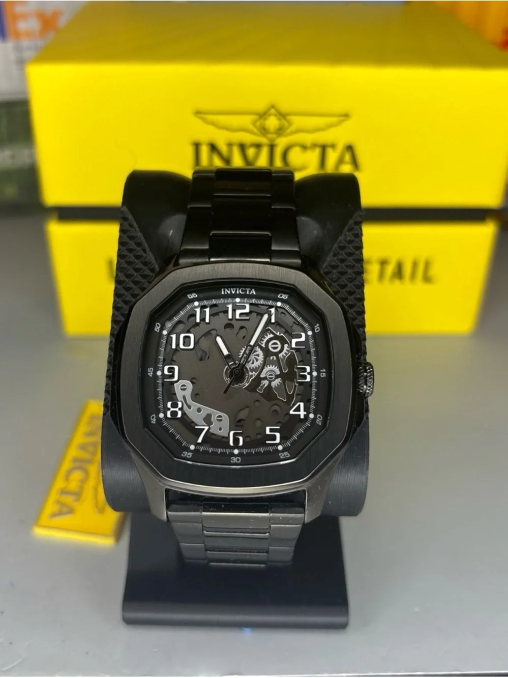 Invicta Diablo Black Skeleton Dial Stainless Steel Bracelet Watch